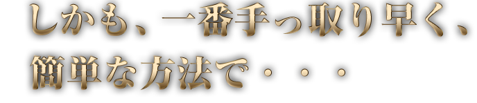 しかも、一番手っ取り早く、簡単な方法で・・・